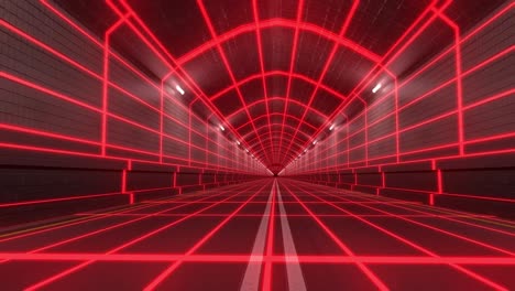 Bucle-Túnel-Años-80-Retro-Tron-Futuro-Estructura-Metálica-Arcade-Carretera-Tubo-Metro-Neón-Resplandor-4k